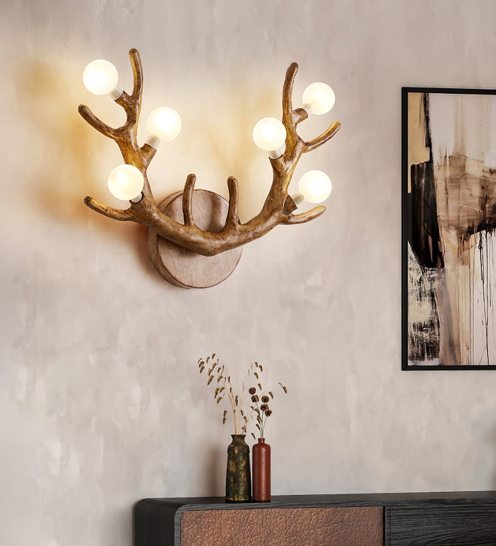 CiervoLuz - Lámpara de Pared de Madera con Diseño Natural