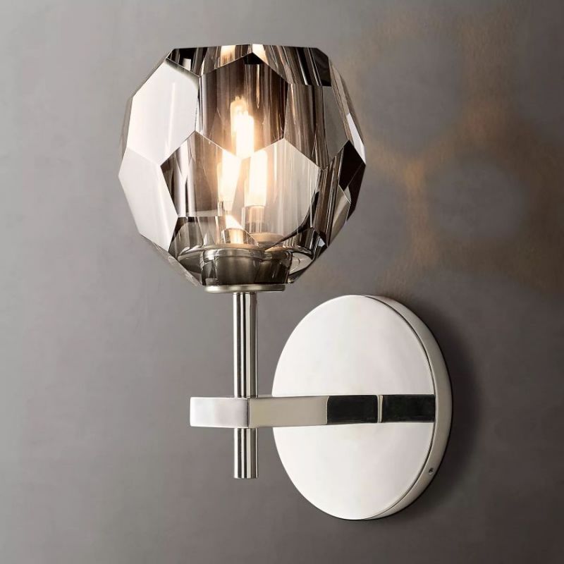 Aplique de Cristal y Latón con Diseño Minimalista – Lámpara de Pared de Vidrio Ahumado 4
