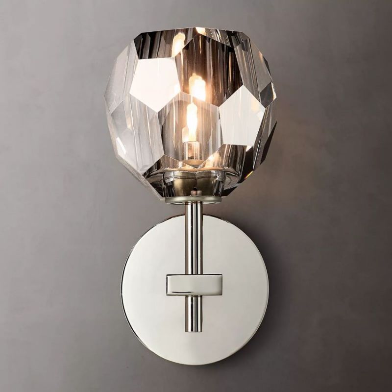 Aplique de Cristal y Latón con Diseño Minimalista – Lámpara de Pared de Vidrio Ahumado 5