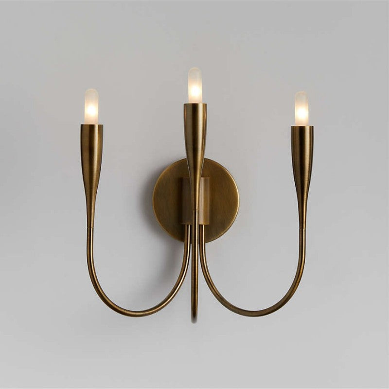 Aplique de Pared Candelabro Curvo de Acero con Acabado en Latón – Luz Dimmable E12 0