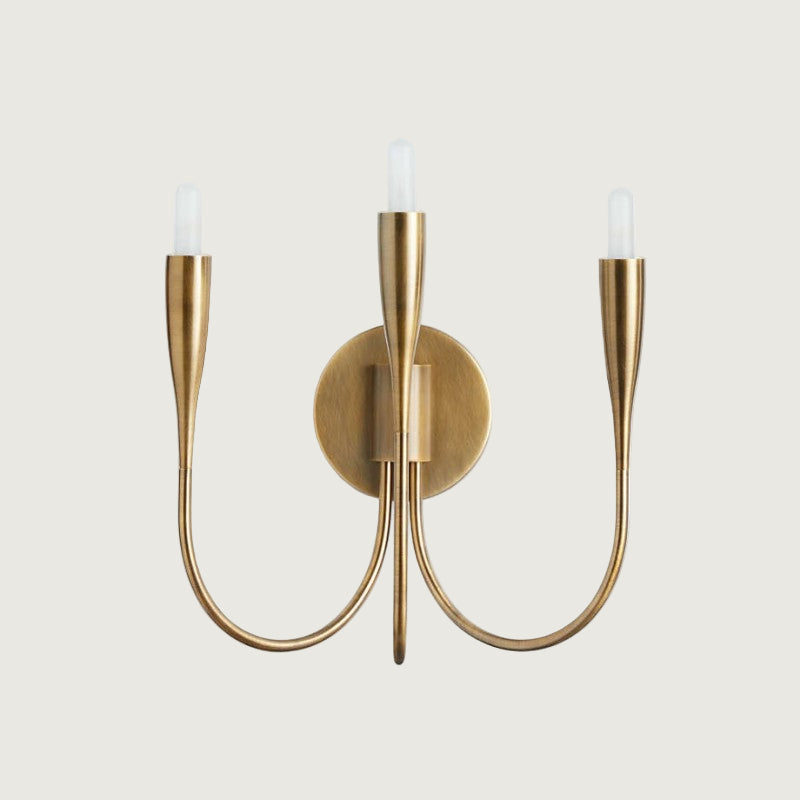 Aplique de Pared Candelabro Curvo de Acero con Acabado en Latón – Luz Dimmable E12 3
