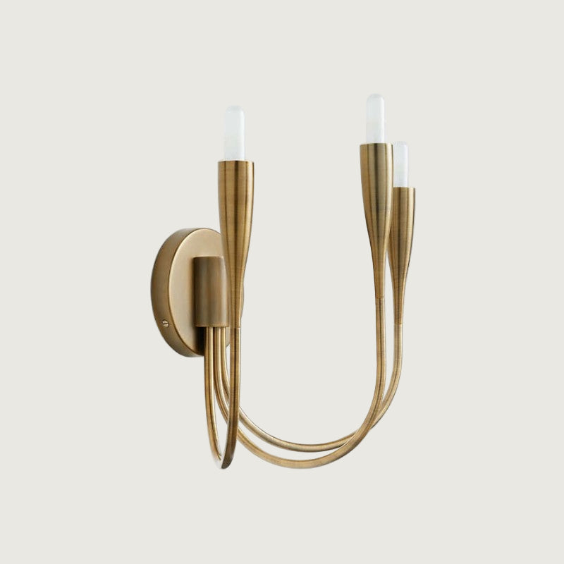 Aplique de Pared Candelabro Curvo de Acero con Acabado en Latón – Luz Dimmable E12 4