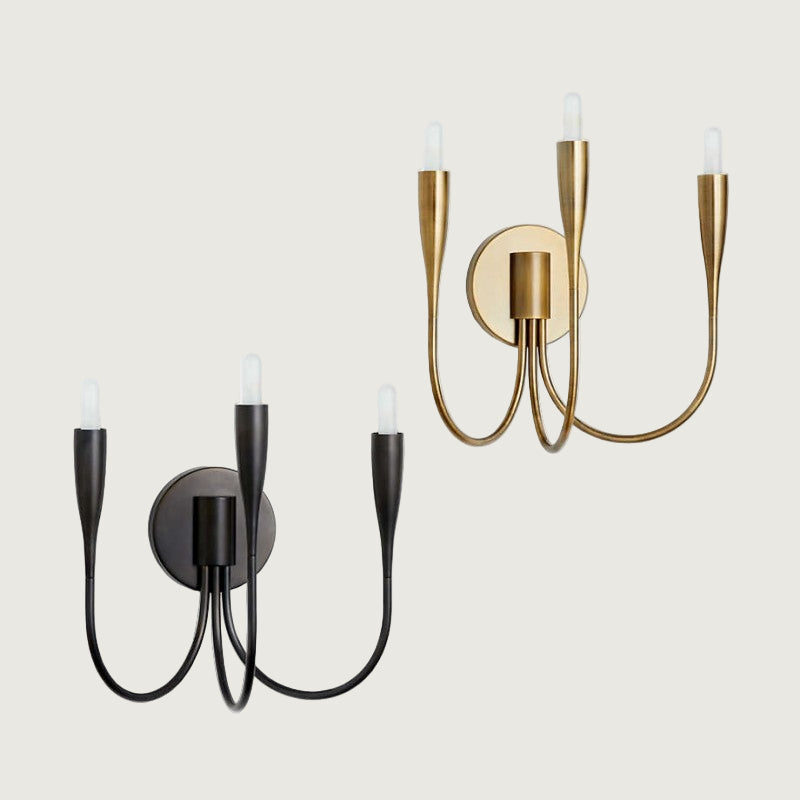 Aplique de Pared Candelabro Curvo de Acero con Acabado en Latón – Luz Dimmable E12 7