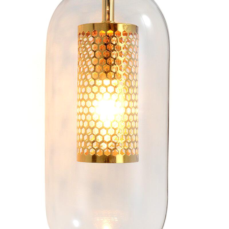 Aplique de Pared Cilíndrico de Vidrio Estilo Mid-Century en Negro y Dorado - Lámpara para Dormitorio y Baño 5