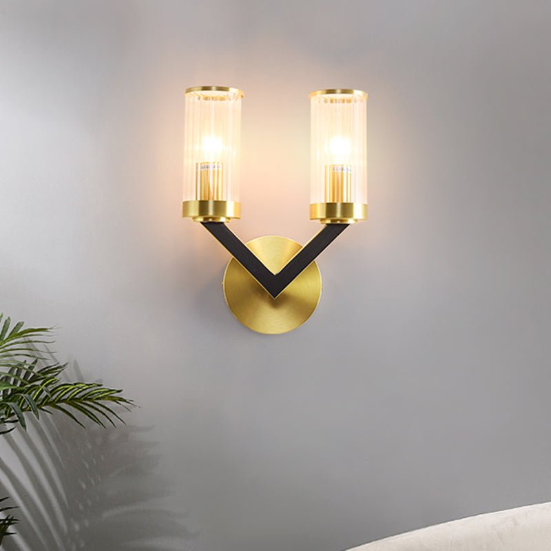 Aplique de Pared Creativo en Forma de V con Acabado en Oro – Lámpara para Baño Estilo Mid-Century 2