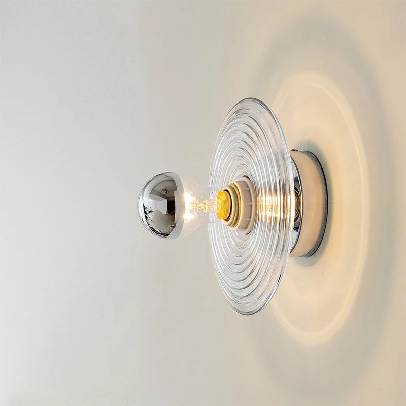 Aplique de Pared LED de Vidrio Vintage con Diseño de Ondas – Iluminación Sofisticada 1