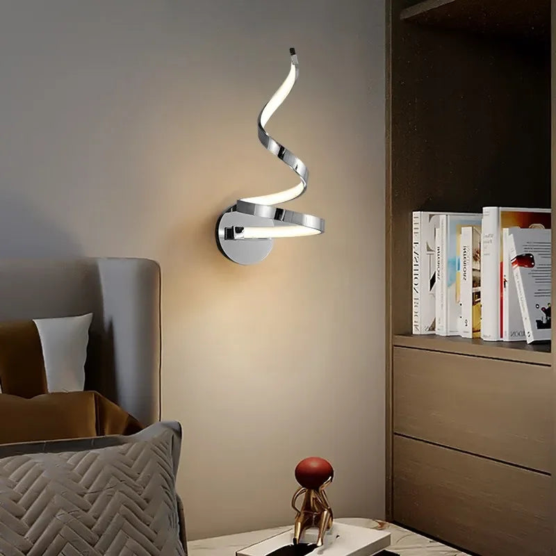 Aplique de Pared LED en Forma de Espiral, Lámpara Moderna para Interior y Exterior, Diseño Artístico y Eficiente, Ideal para Dormitorio y Salas 0