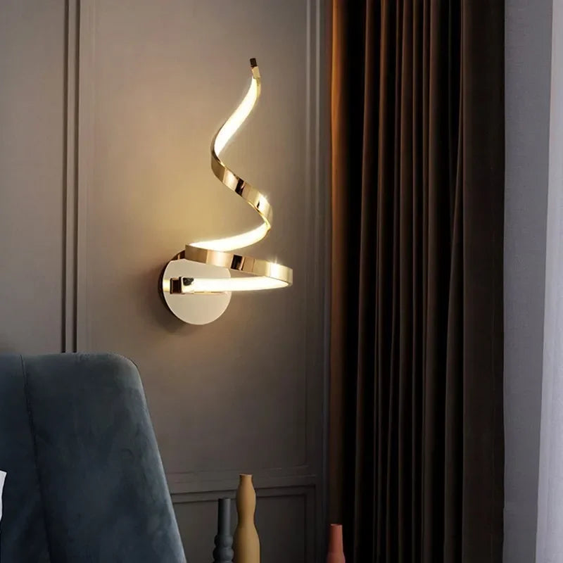 Aplique de Pared LED en Forma de Espiral, Lámpara Moderna para Interior y Exterior, Diseño Artístico y Eficiente, Ideal para Dormitorio y Salas 1