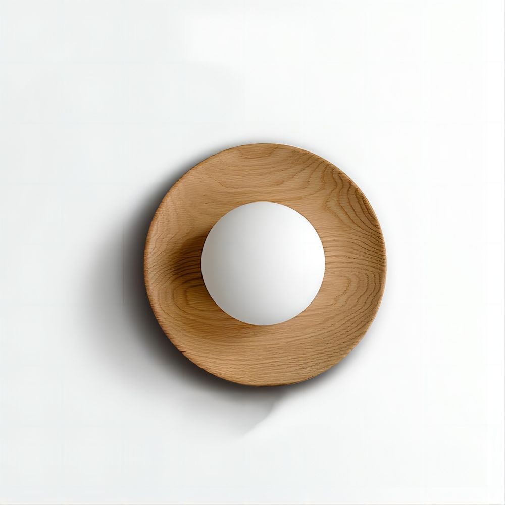 Aplique de Pared Minimalista de Madera Natural Blanca con Acabados Modernos para Dormitorio 0