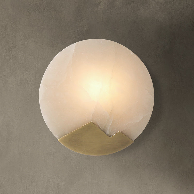 Aplique de Pared Minimalista de Mármol y Latón con Luz LED y Dimmer – Lámpara Moderna para Decoración Interior 20x20 cm 0