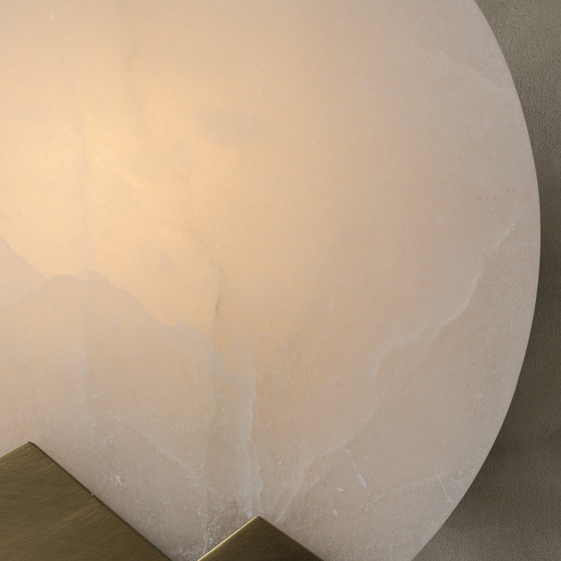 Aplique de Pared Minimalista de Mármol y Latón con Luz LED y Dimmer – Lámpara Moderna para Decoración Interior 20x20 cm 1