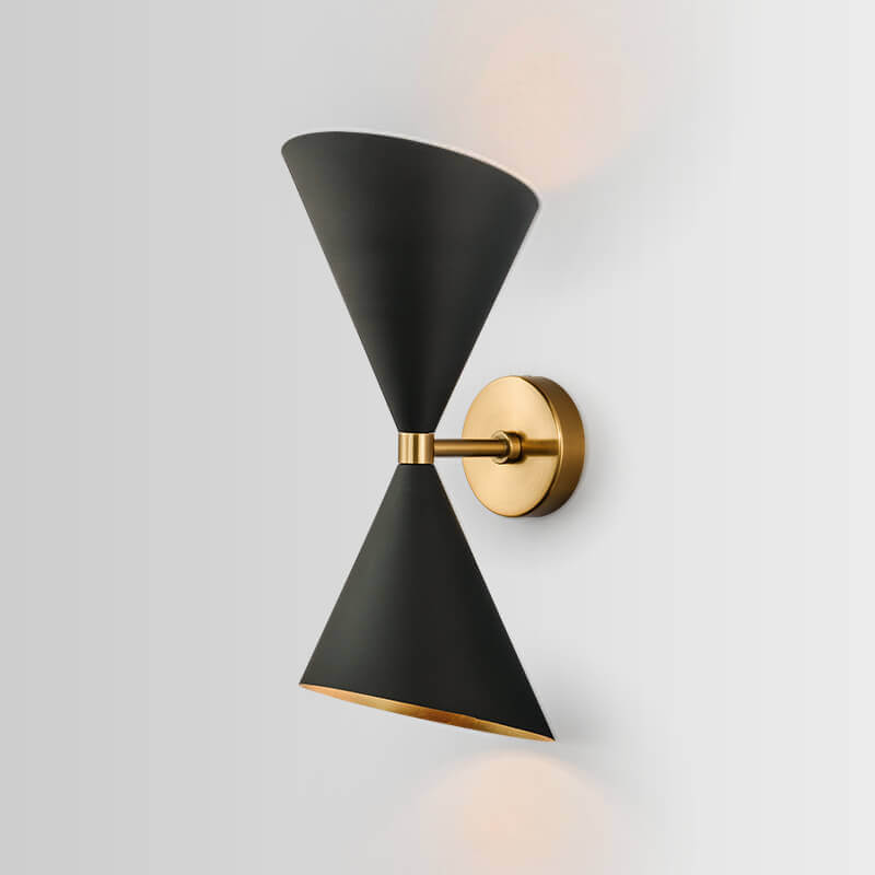 Aplique de Pared Moderno Estilo Mid-Century con Acabado Negro y Diseño de Dos Luces para Dormitorio o Sala 1