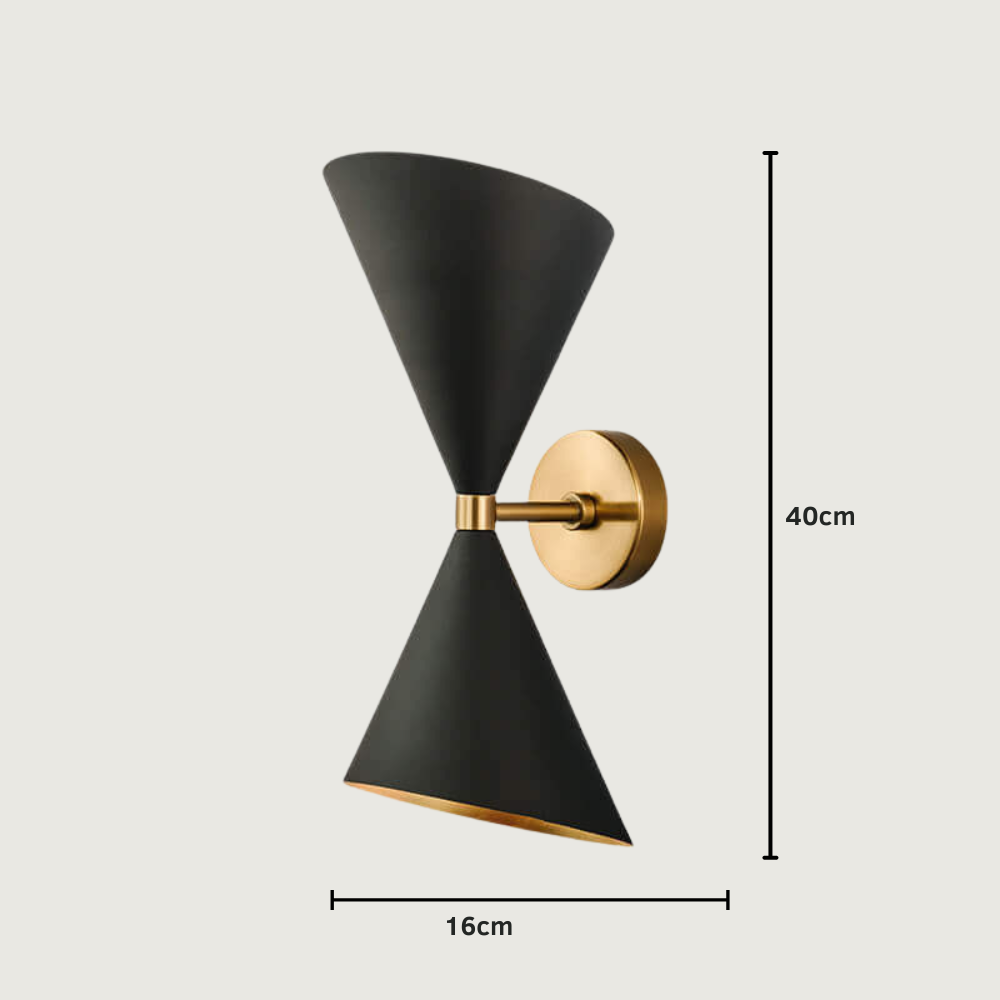 Sylani - Aplique de Pared Moderno Estilo Mid-Century con Acabado Negro y Diseño de Dos Luces para Dormitorio o Sala