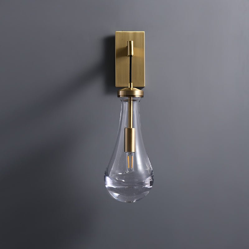 Aplique de Pared Moderno con Pantalla de Vidrio Gota de Agua y Acabado en Latón para Dormitorio y Sala de Estar 5