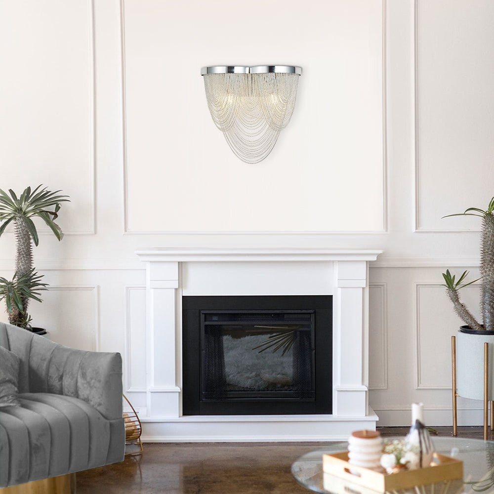 Aplique de Pared Moderno de 2 Luces con Diseño de Borlas y Acabado Cromado – Ideal para Dormitorios y Salones 0
