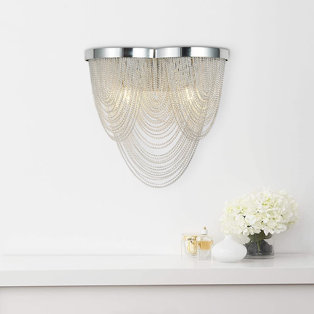 Aplique de Pared Moderno de 2 Luces con Diseño de Borlas y Acabado Cromado – Ideal para Dormitorios y Salones 1