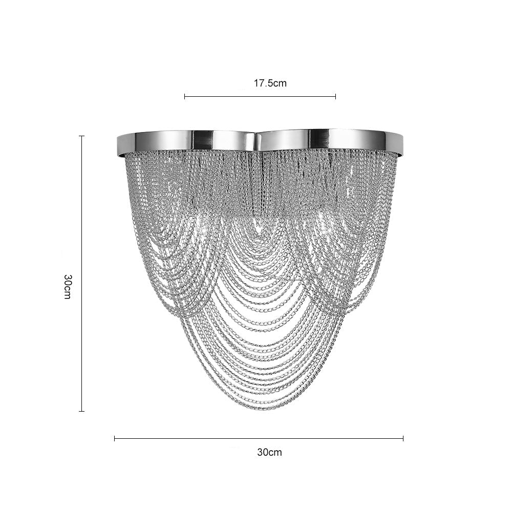 Aplique de Pared Moderno de 2 Luces con Diseño de Borlas y Acabado Cromado – Ideal para Dormitorios y Salones 3