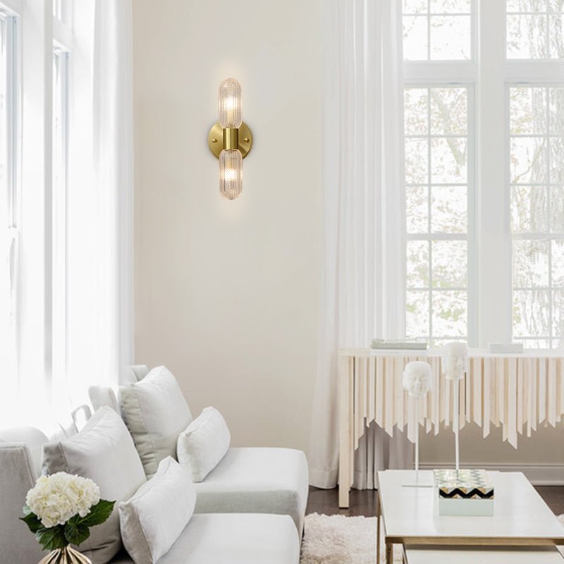 Aplique de Pared Moderno de Dos Luces con Acabado en Bronce y Vidrio 0