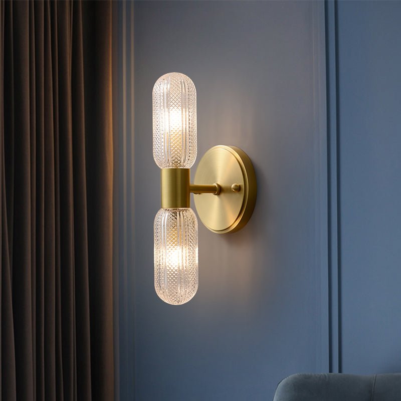 Aplique de Pared Moderno de Dos Luces con Acabado en Bronce y Vidrio 2