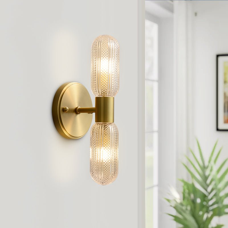 Aplique de Pared Moderno de Dos Luces con Acabado en Bronce y Vidrio 3