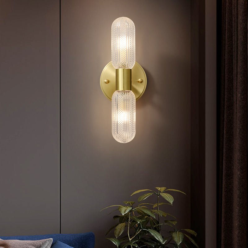 Aplique de Pared Moderno de Dos Luces con Acabado en Bronce y Vidrio 4