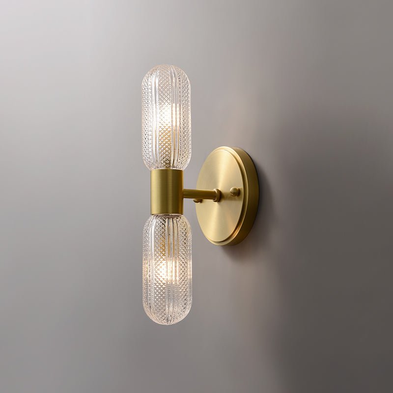 Aplique de Pared Moderno de Dos Luces con Acabado en Bronce y Vidrio 6