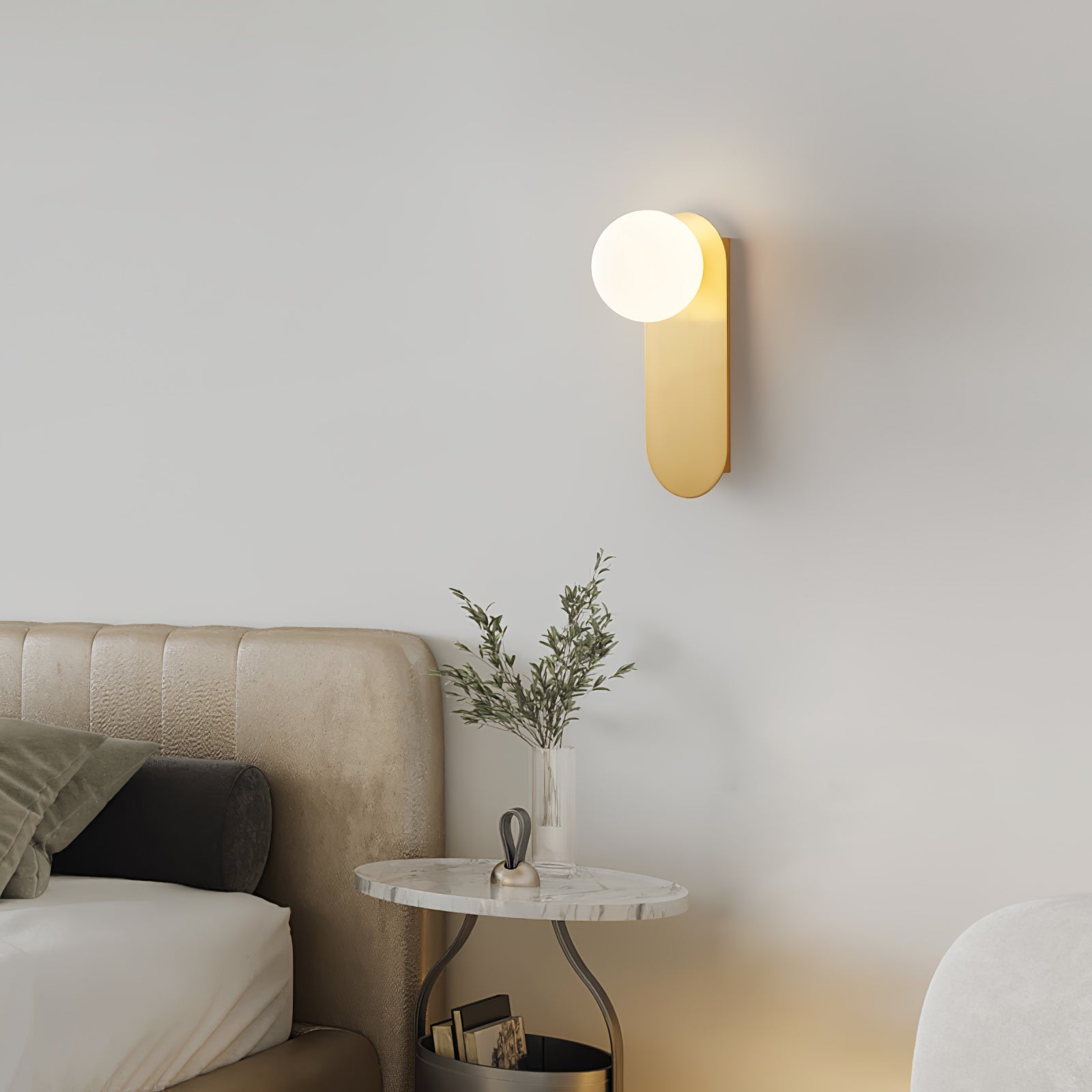 Aplique de Pared Moderno de Latón y Vidrio, Lámpara de Interior, Diseño Contemporáneo, Compatible con Bombillas G9 3