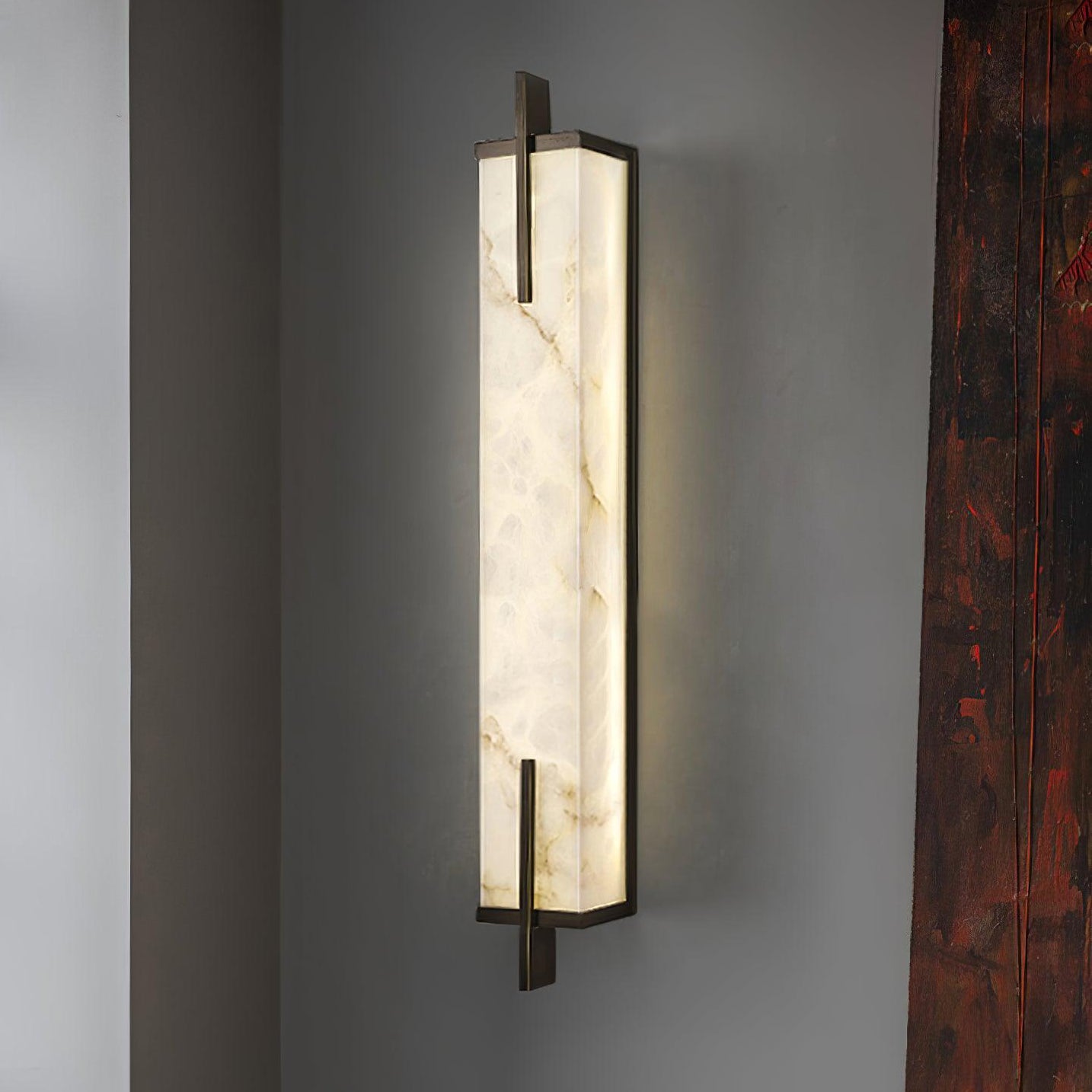 Aplique de Pared Rectangular de Alabastro Calliope con Luz LED Integrada 11