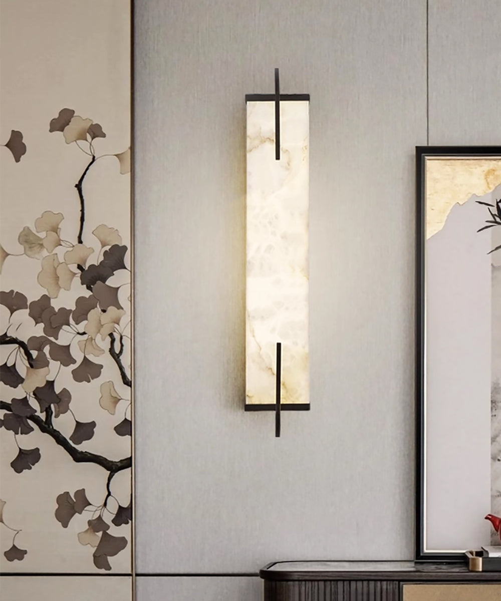 Aplique de Pared Rectangular de Alabastro Calliope con Luz LED Integrada 4