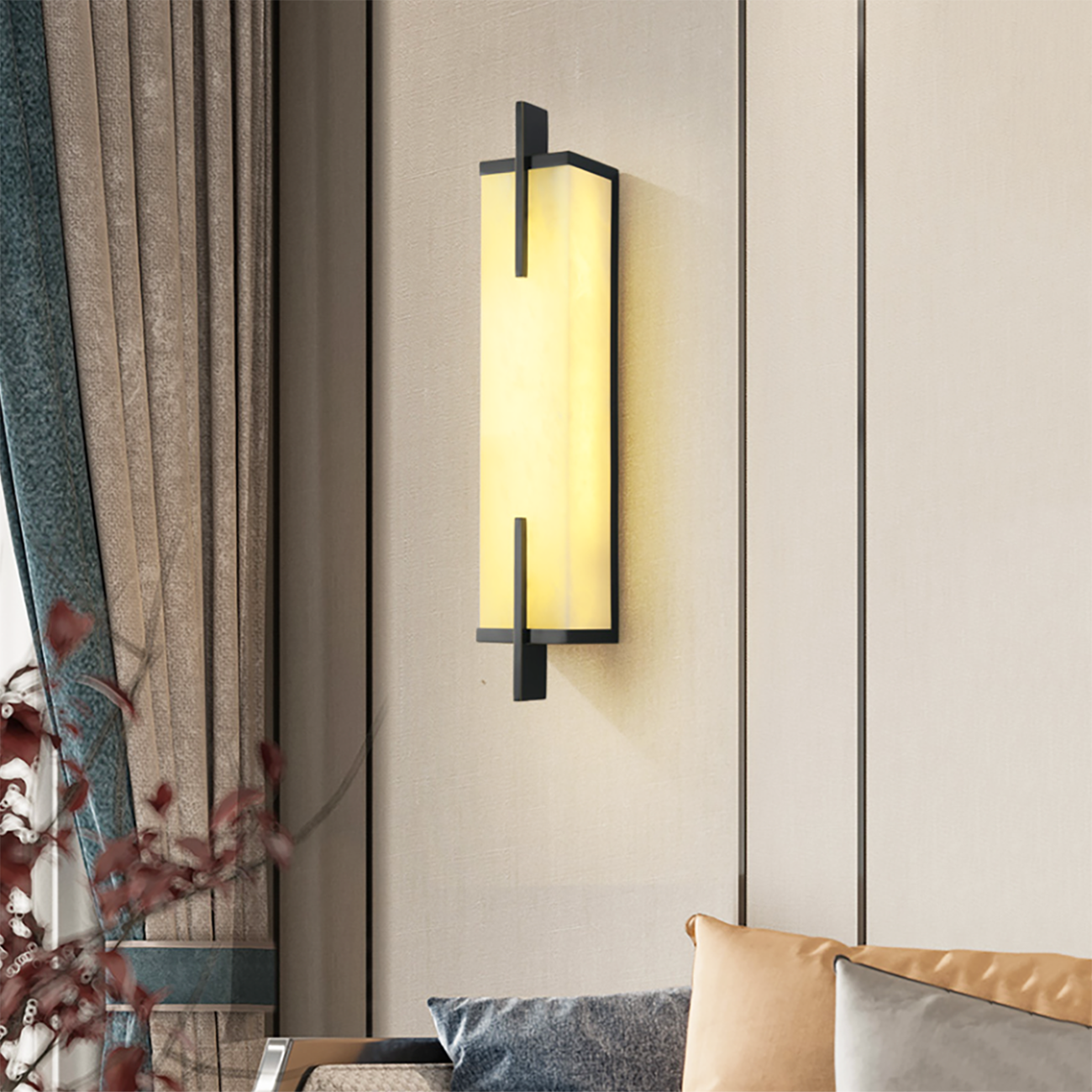Aplique de Pared Rectangular de Alabastro Calliope con Luz LED Integrada 5