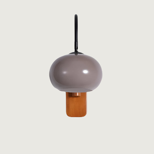 Aplique de Pared Rotatorio de Vidrio Kaki con Detalles en Madera y Metal 1