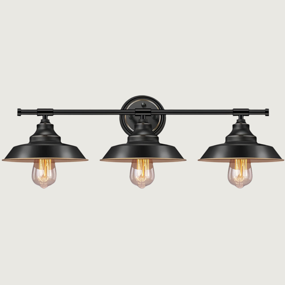 Aplique de Pared Rústico Vintage de 3 Luces en Negro Mate, Ideal para Baño y Dormitorio 2