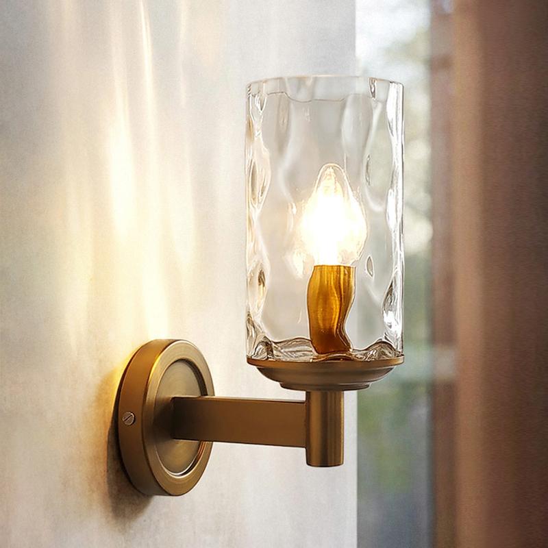 Aplique de Pared Vintage con Pantalla de Vidrio, Diseño de Medio Siglo, Ideal para Dormitorio y Salones, Metal en Acabado Bronce 0