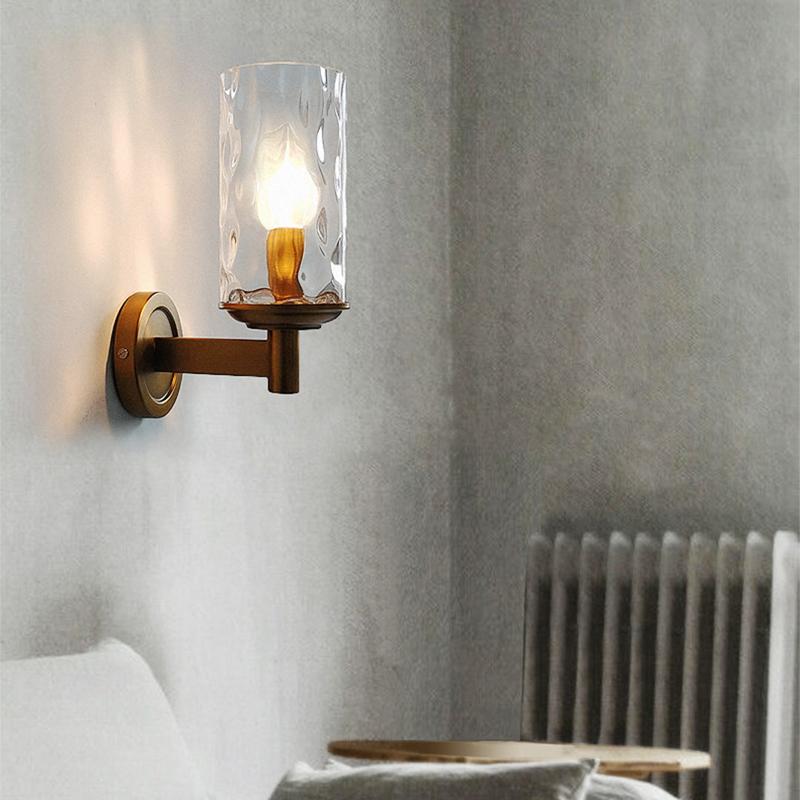 Aplique de Pared Vintage con Pantalla de Vidrio, Diseño de Medio Siglo, Ideal para Dormitorio y Salones, Metal en Acabado Bronce 1