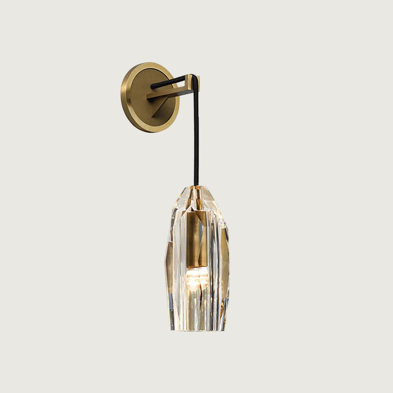 Aplique de Pared Vintage de Bronce con Pantalla de Cristal, 12cm x 22cm – Ideal para Dormitorio y Espacios Interiores 0