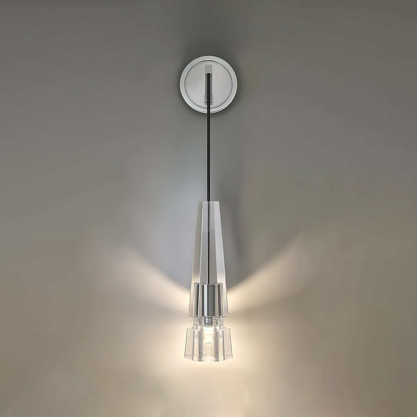 Aplique de Pared Vintage de Cristal y Metal, 30 cm de Altura, Ideal para Iluminación Interior – Color Negro y Plata 0