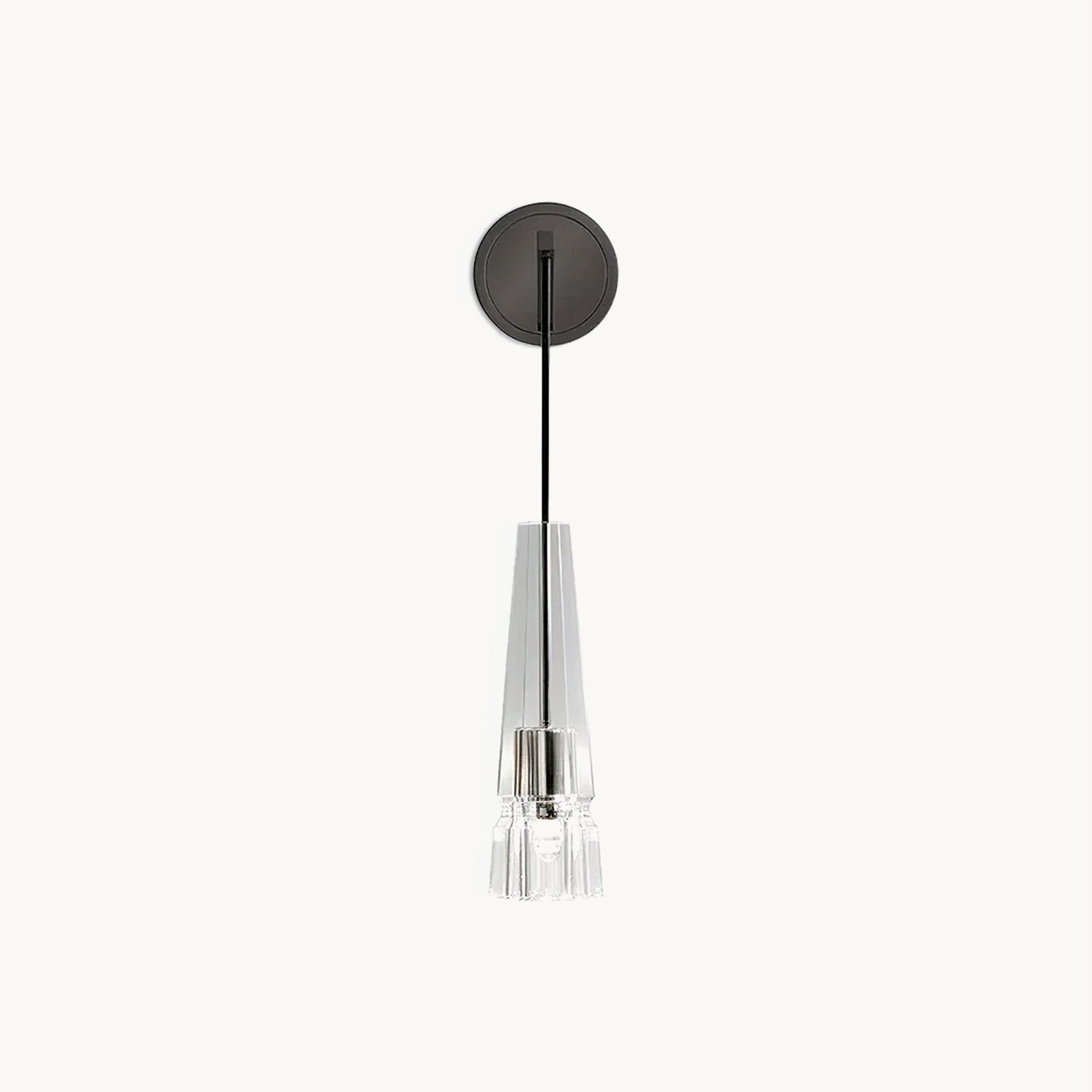 Aplique de Pared Vintage de Cristal y Metal, 30 cm de Altura, Ideal para Iluminación Interior – Color Negro y Plata 1