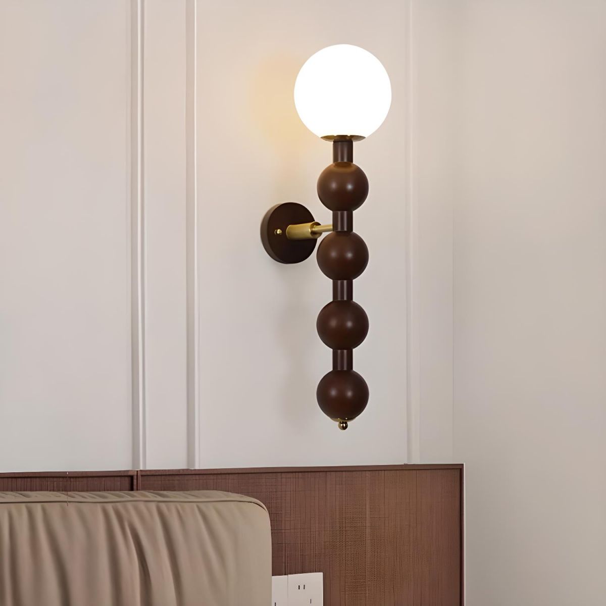 Aplique de Pared Vintage en Madera Maciza para Sala de Estar, Iluminación Rústica E14, 58 cm altura 3