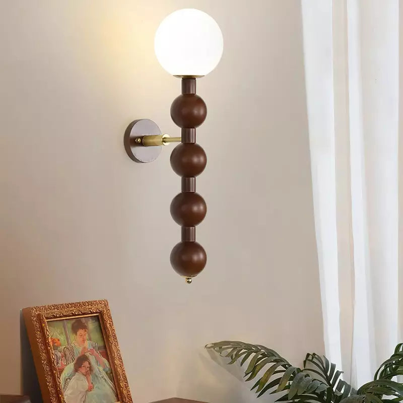 Aplique de Pared Vintage en Madera Maciza para Sala de Estar, Iluminación Rústica E14, 58 cm altura 5