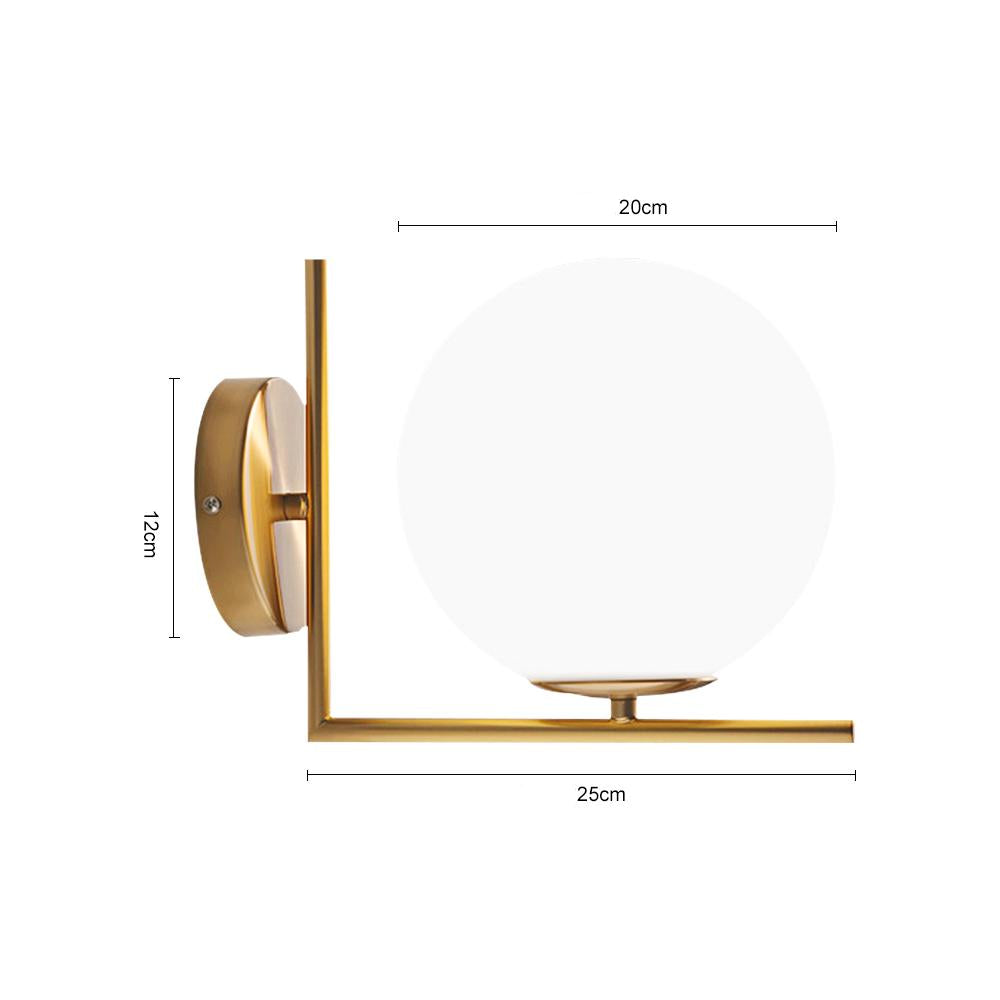 Aplique de Pared de Bronce Antiguo con Esfera de Vidrio Opalino – Lámpara de Estilo Mid-Century para Dormitorio y Salón 6
