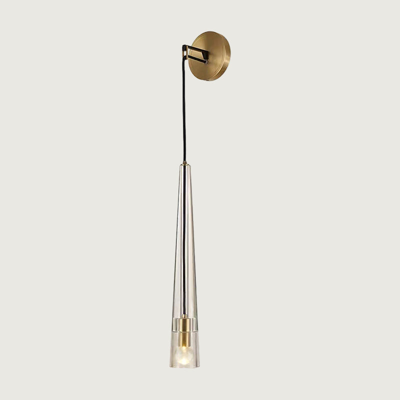 Aplique de Pared de Bronce con Pantalla de Cristal Estilo Gótico – Lámpara de Pared Moderna para Interiores, Diámetro 12 cm, Altura 40 cm 0