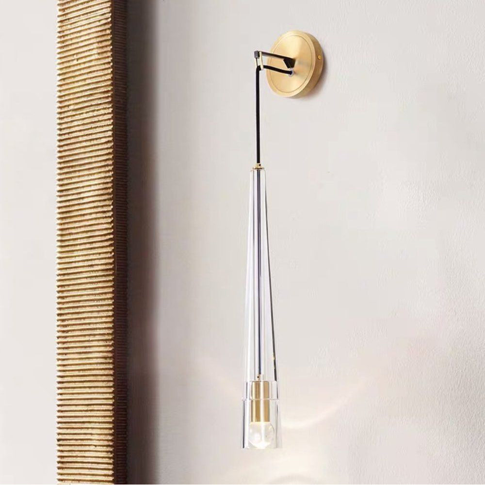 Aplique de Pared de Bronce con Pantalla de Cristal Estilo Gótico – Lámpara de Pared Moderna para Interiores, Diámetro 12 cm, Altura 40 cm 4