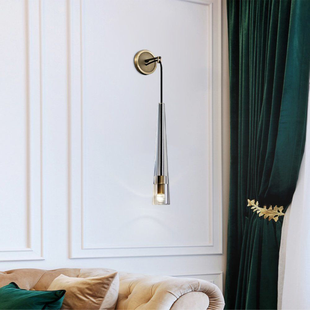 Aplique de Pared de Bronce con Pantalla de Cristal Estilo Gótico – Lámpara de Pared Moderna para Interiores, Diámetro 12 cm, Altura 40 cm 5
