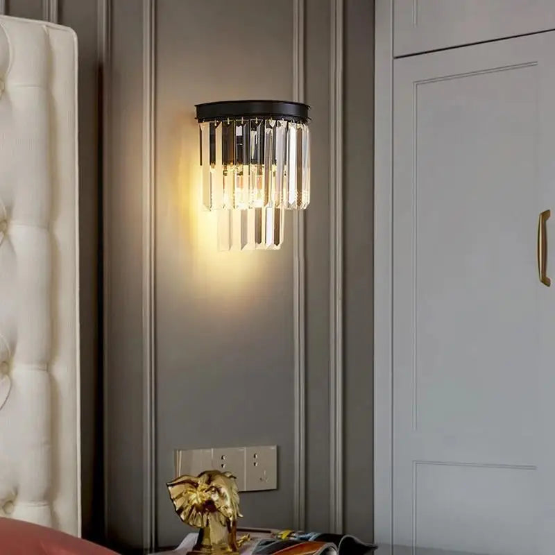 Aplique de Pared de Cristal Elegante para Iluminación Sofisticada – Luz Cálida Ideal para Dormitorios y Salas de Estar 1