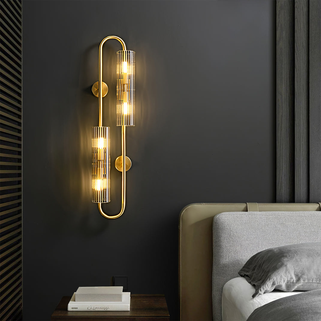 Aplique de Pared de Latón Doble con Pantallas de Vidrio Transparente – Estilo Moderno para Dormitorio e Interiores 2