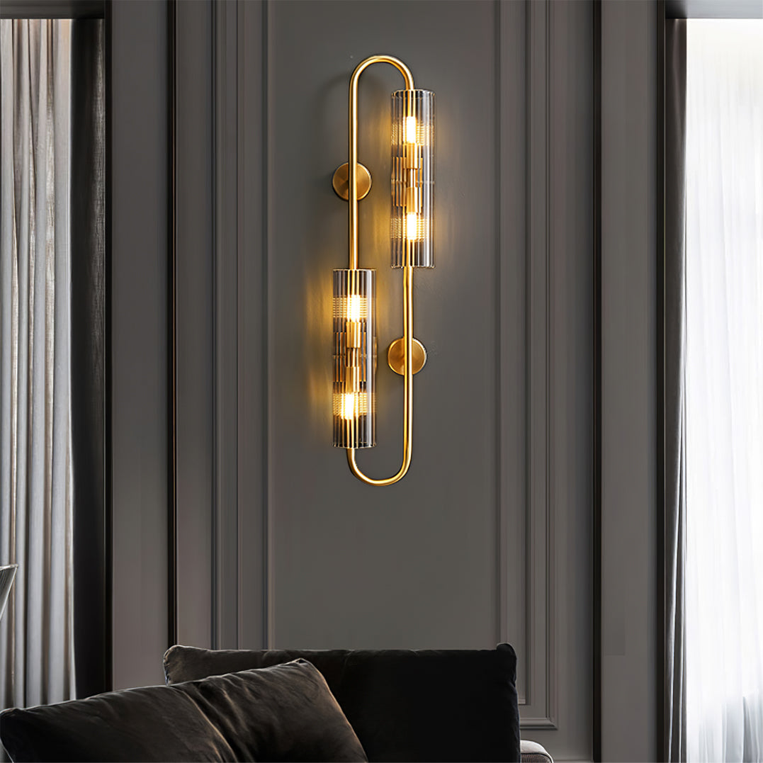 Aplique de Pared de Latón Doble con Pantallas de Vidrio Transparente – Estilo Moderno para Dormitorio e Interiores 6