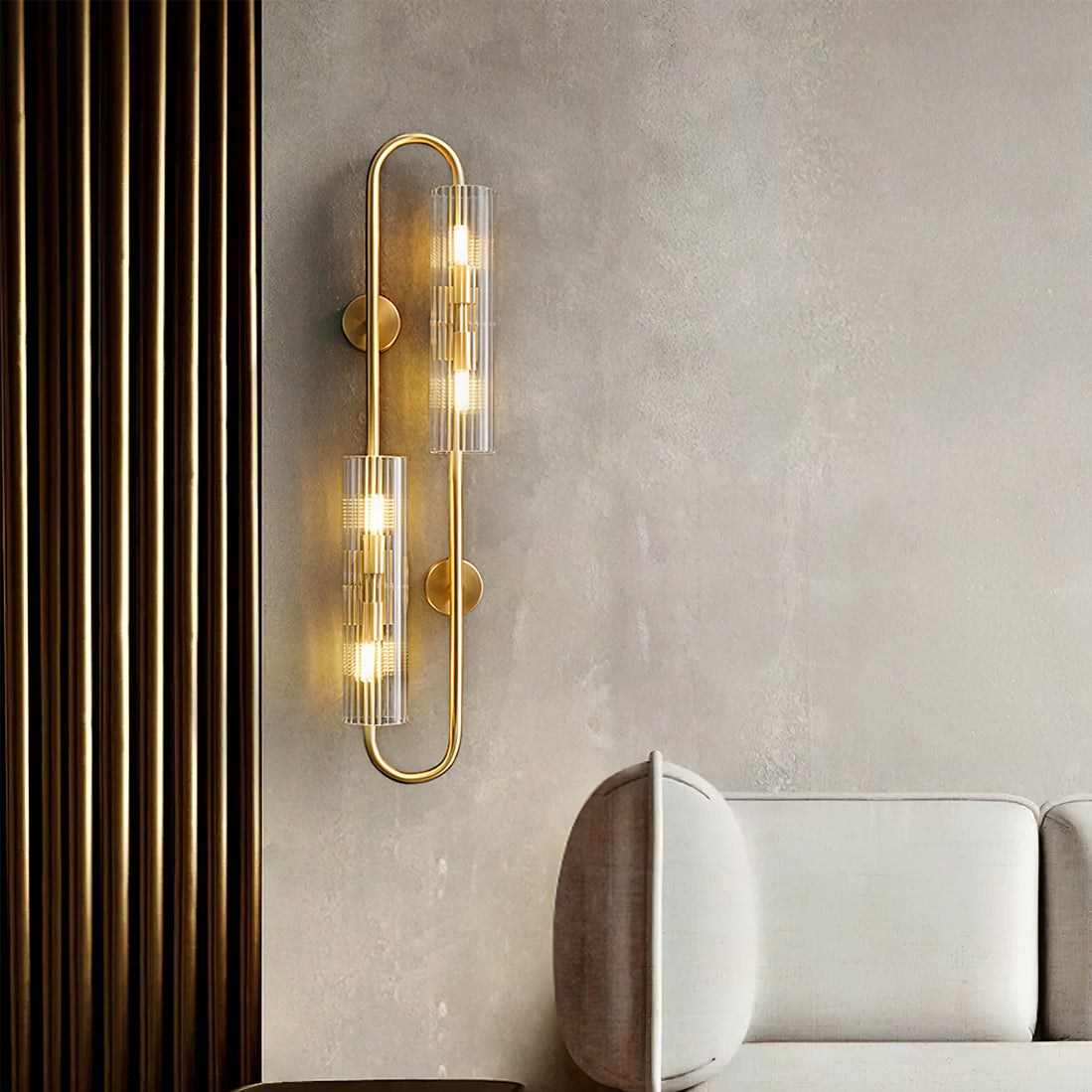 Aplique de Pared de Latón Doble con Pantallas de Vidrio Transparente – Estilo Moderno para Dormitorio e Interiores 7