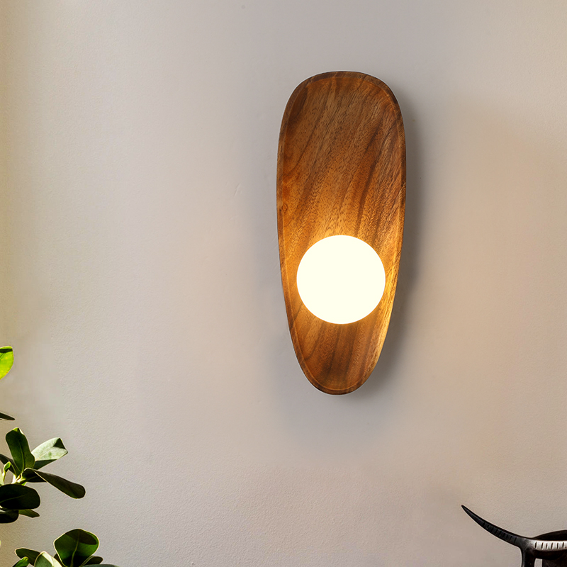 Aplique de Pared de Madera Natural LED, Diseño Moderno para Dormitorio y Pasillos, Iluminación Acogedora 0