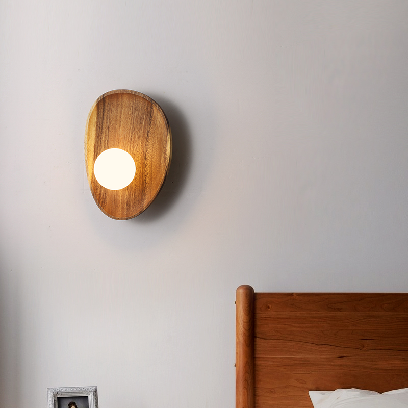 Aplique de Pared de Madera Natural LED, Diseño Moderno para Dormitorio y Pasillos, Iluminación Acogedora 3