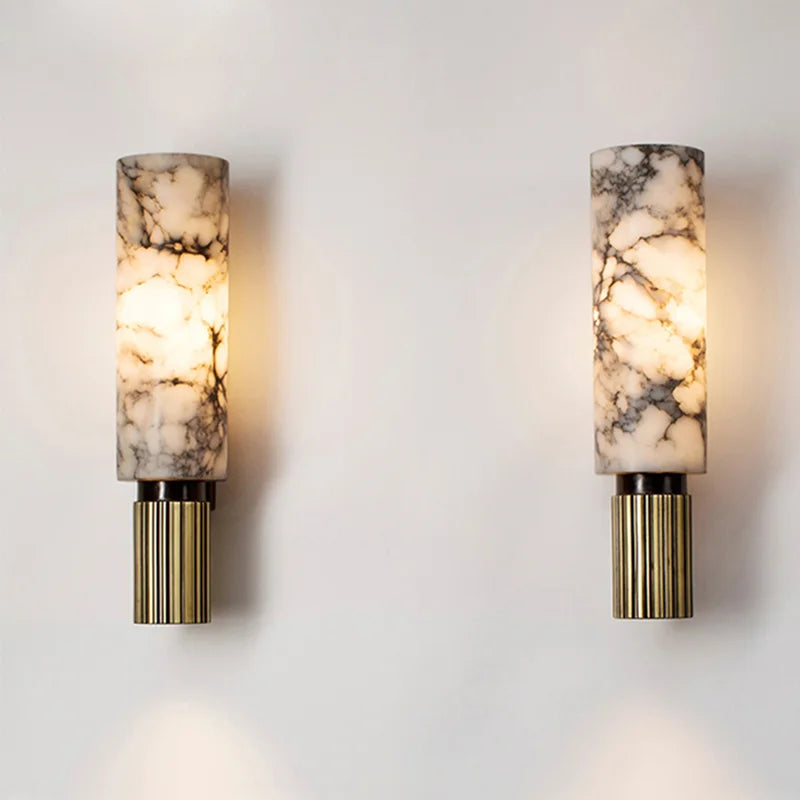 Aplique de Pared de Mármol LuxeMarble para Iluminación Elegante en Dormitorio y Salón – Luz Suave y Acogedora 1
